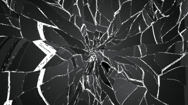 Parçalanmış ve kırık cam üzerinde beyaz