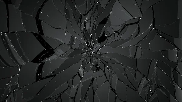 Splitted or cracked glass on black — Stock Photo, Image