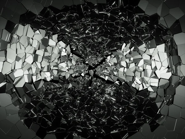 黒い背景に分割または壊れたガラスの破片 大解像度 — ストック写真