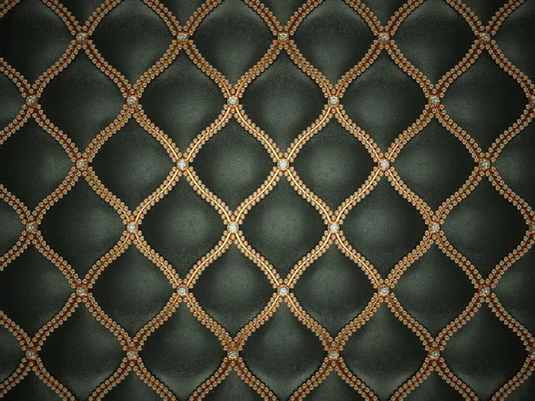 Black Leather Sheathing Pattern Golden Wire Gemstones Luxury Wealth — Stock Photo, Image