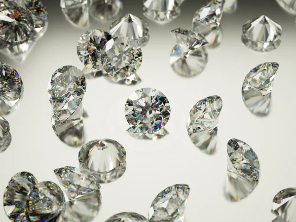 Grandes Diamantes Pedras Preciosas Superfície Refletida Luxo Riqueza — Fotografia de Stock