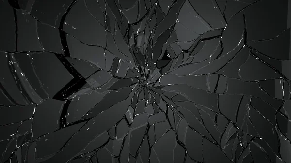 黒い背景に分割または粉々 になったガラスの破片 大解像度 — ストック写真