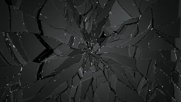 Pieces Splitted Shattered Glass Black Background Large Resolution — Stock Photo, Image