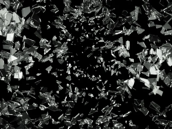 Siyah Bölünmüş Veya Kırık Cam Parçaları Büyük Kararlılık — Stok fotoğraf