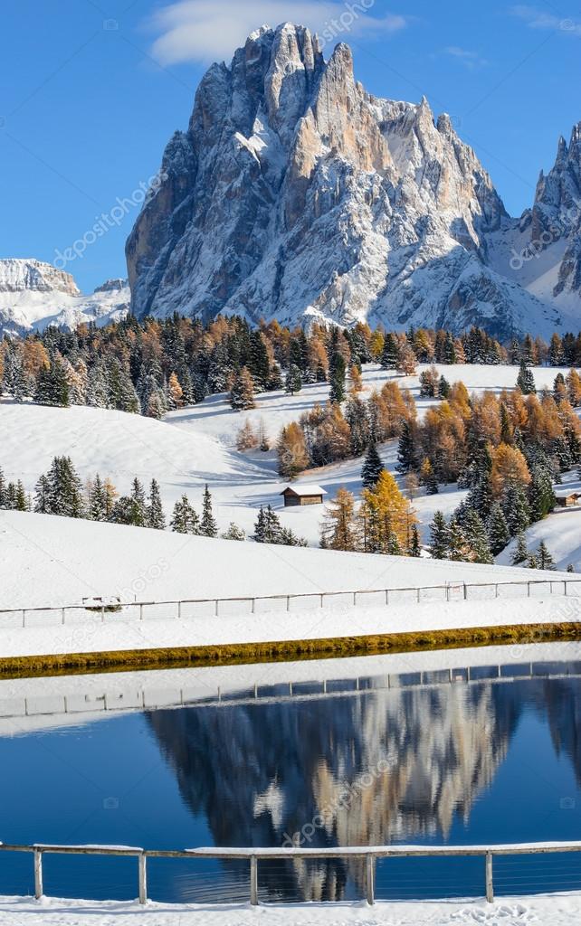 Langkofel reflection in autumn