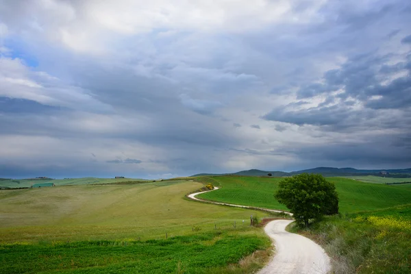 Serpentinenstraße zu einem Ziel in der Toskana — Stockfoto