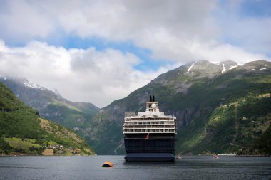 Cruise ship in the Geirangerfjord  clipart