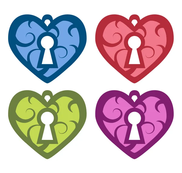 Vector Decorative heart with a keyhole. set — Stock Vector