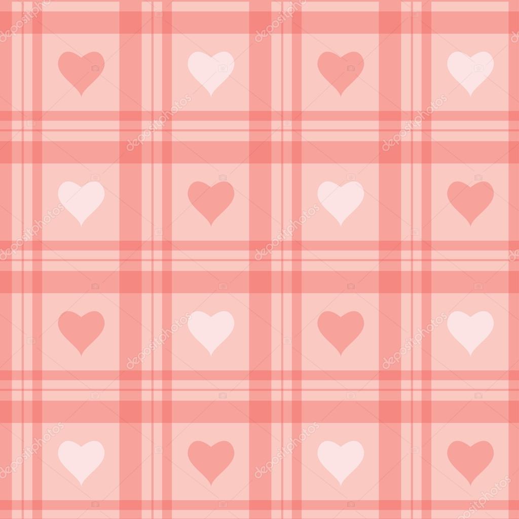 Seamless background. Pink checkered wallpaper with hearts. Stock Vector  Image by ©pzRomashka #101007524