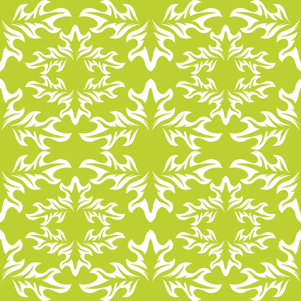 Bezešvé pozadí. Zelená tapeta se vzorem bílých listů — Stockový vektor