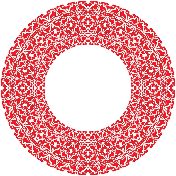 Vector ronde dik frame van rode versieringen — Stockvector