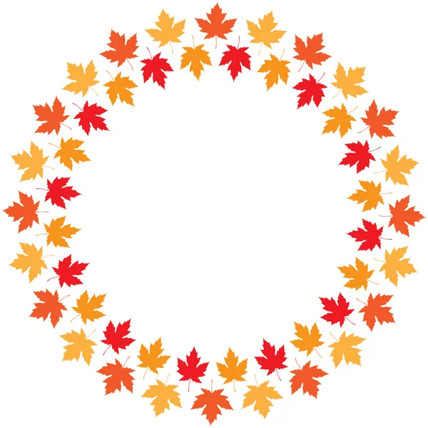 Vector round frame from maple autumn leaves — Stock Vector