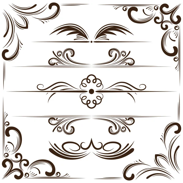 Vector set of bookplates and corners for design — Stock Vector
