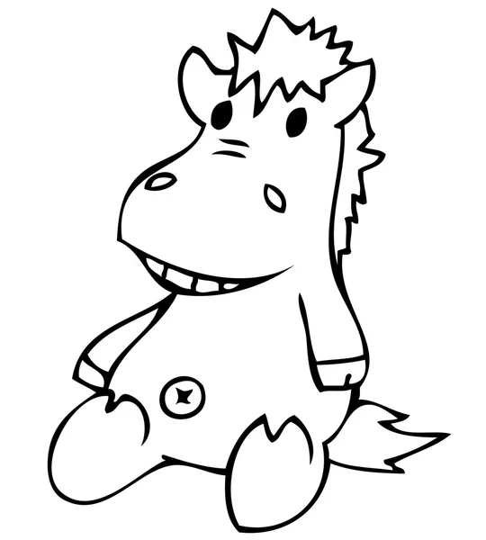 Ilustração. Brinquedo divertido suave sorrindo hipopótamo — Vetor de Stock