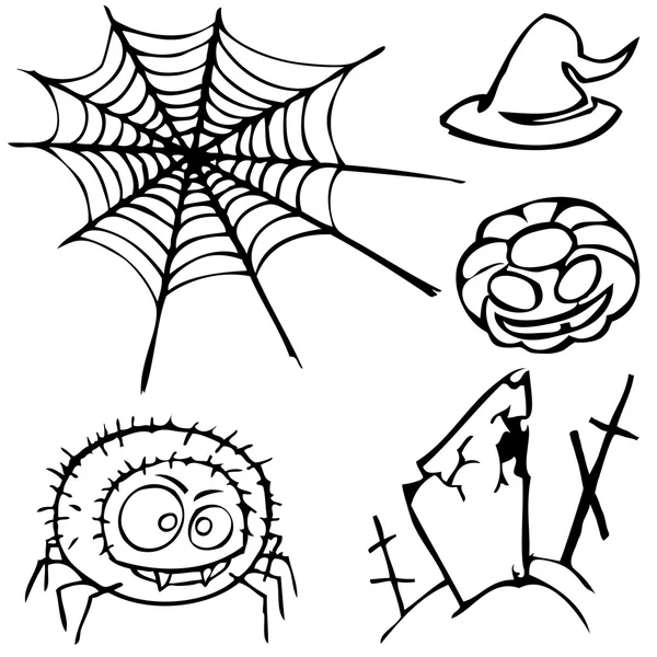 Conjunto de bocetos para el diseño en el estilo de Halloween — Archivo Imágenes Vectoriales