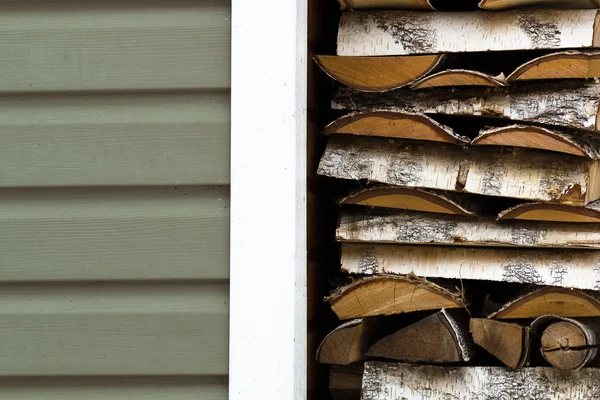 Pile of birch firewood — Stock Photo, Image