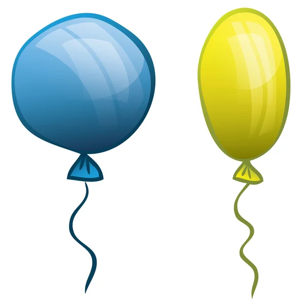 Two balloons. Blue and yellow. Vector — Stock Vector