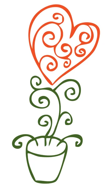 Цветок в форме сердца в горшке — стоковый вектор