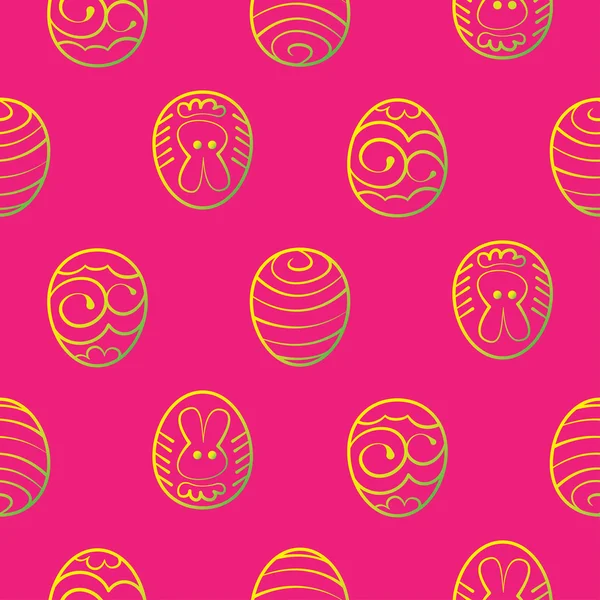 Easter seamless background. Decorated eggs on a red background — Stock Vector