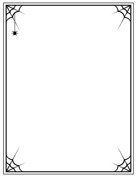 Beyaz bir arka plan üzerinde örümcek ağı ile siyah çerçeve