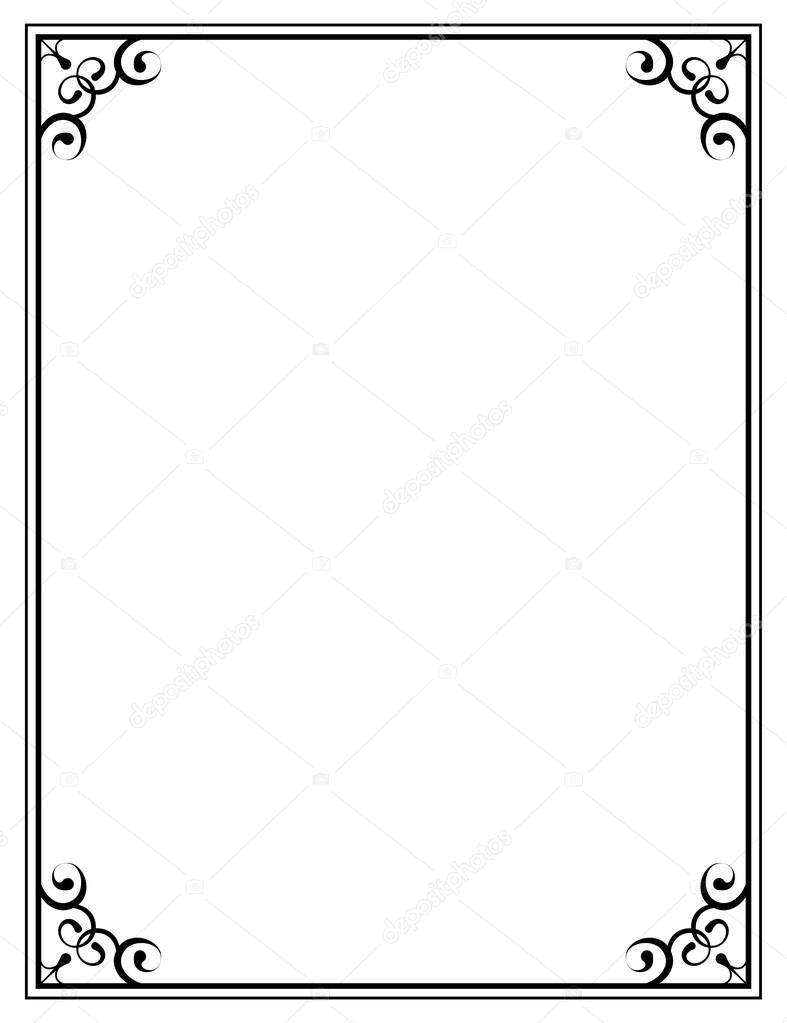 black ornate frame on a white background