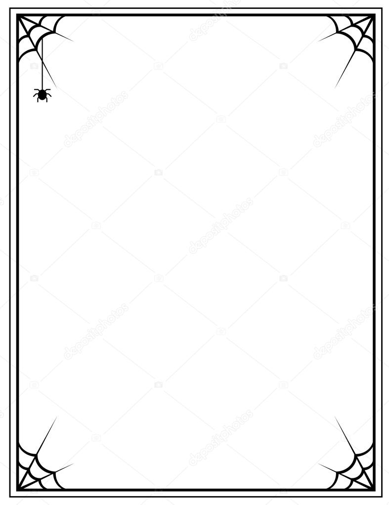 black frame with spider web on a white background