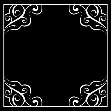 Siyah bir zemin üzerine beyaz vektör çerçeve