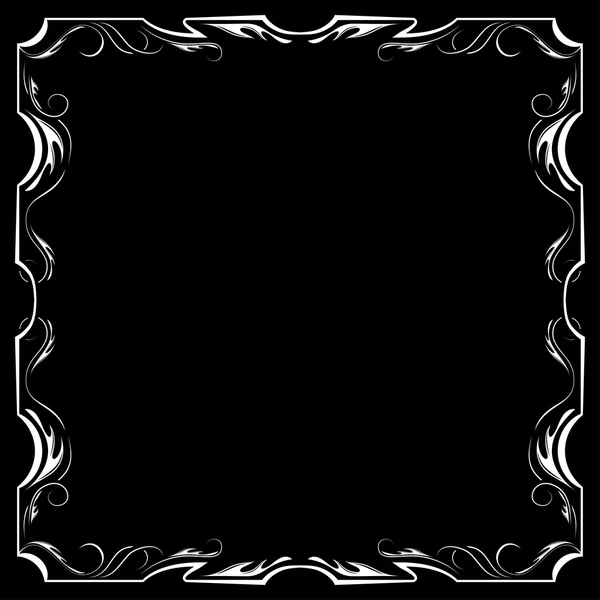 Vector floral white frame on a black background — Stock Vector