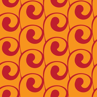 Vektör sorunsuz turuncu arka plan kırmızı swirls ile