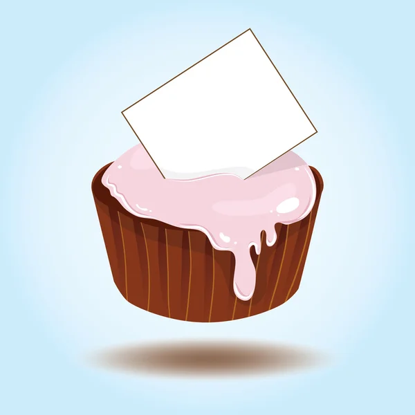Vector cupcake con tarjeta para texto — Archivo Imágenes Vectoriales