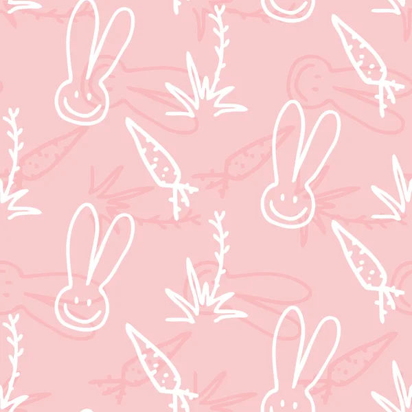 vektör Dikişsiz baskı desen tavşan, havuç ve çalılar