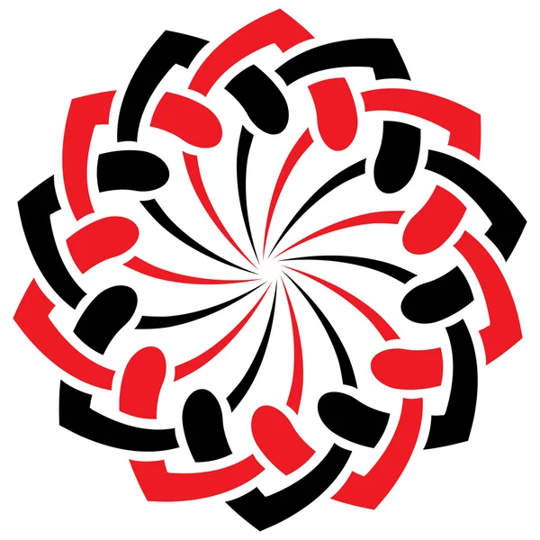 Ornement rond rouge vecteur noir — Image vectorielle
