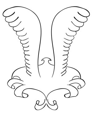 dövme. Çerçeve kanatlı. Siyah kontur
