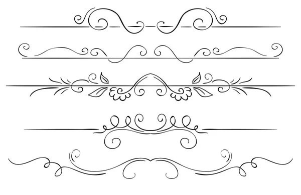 Ensemble décoré de bordures sur un fond blanc. Dessin manuel — Image vectorielle