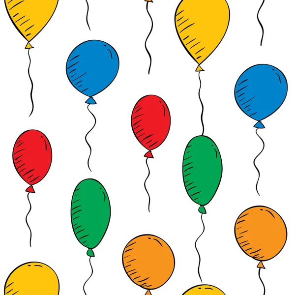 Bunte Luftballons auf weißem Hintergrund. nahtlose Tapete — Stockvektor