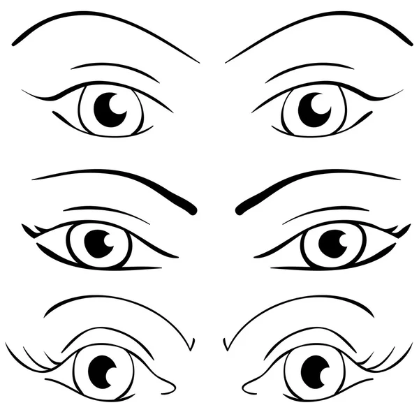 Set female eyes on a white — Stock Vector