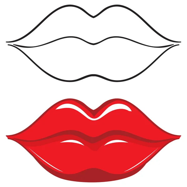 Ilustración vectorial. Sexy rojo labios femeninos — Vector de stock