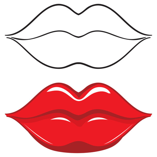 Vector illustration. Sexy red female lips