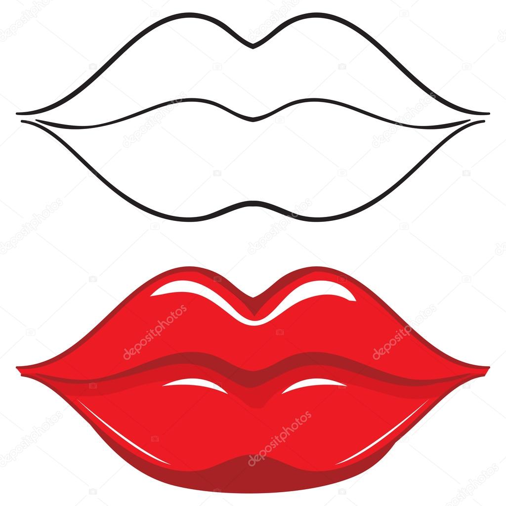 Vector illustration. Sexy red female lips