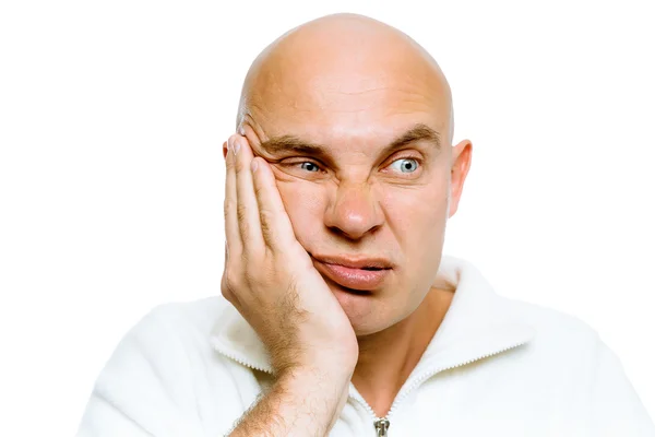 Man holding his hand to his cheek. Toothache or problem — Stock Photo, Image