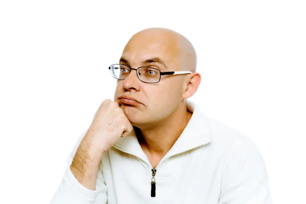 Un hombre pensativo con gafas. Estudio. aislado —  Fotos de Stock