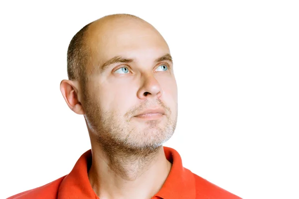 Homme non rasé. Isolé sur blanc. Studio — Photo