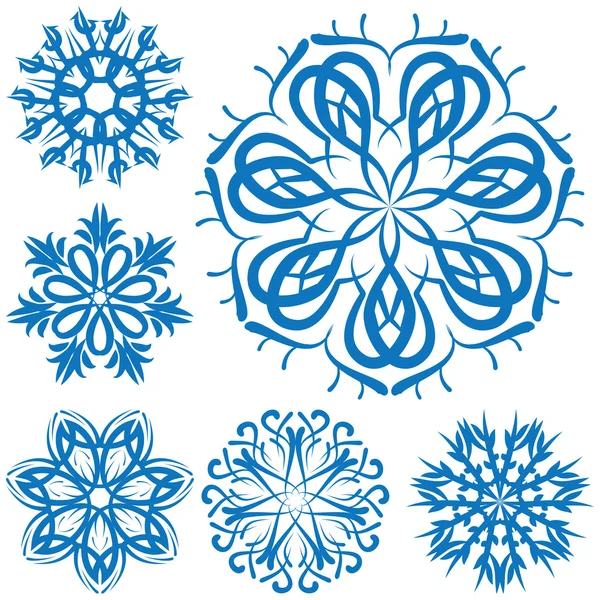 Snowflake blue flower on a white background. set — Stock Vector