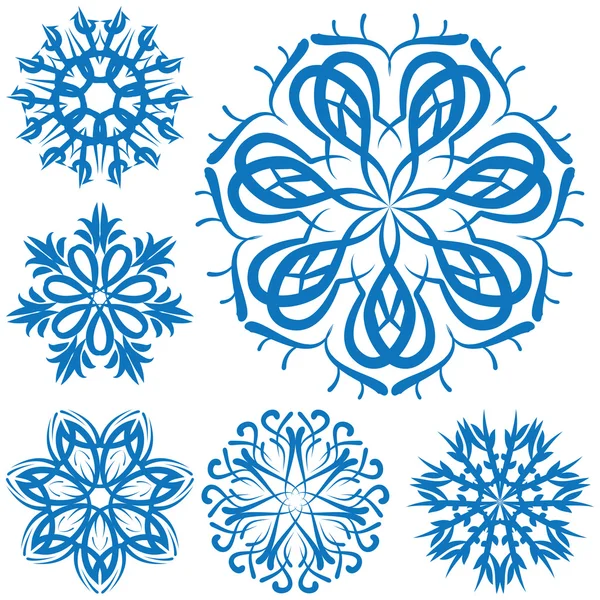 Copo de nieve flor azul sobre un fondo blanco. conjunto — Vector de stock