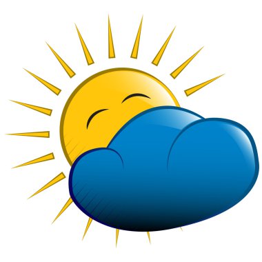 vektör çizim. Güneş bir bulutun arkasına