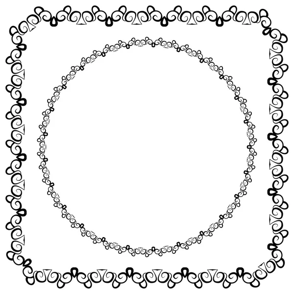 Illustrazione vettoriale. Pronti. cornice quadrata e rotonda decorata — Vettoriale Stock