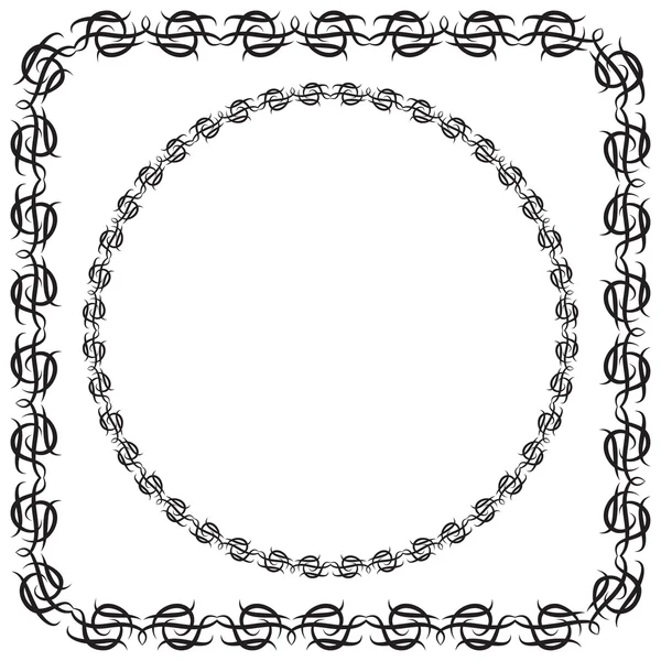 Illustrazione vettoriale. Pronti. cornice quadrata e rotonda decorata — Vettoriale Stock