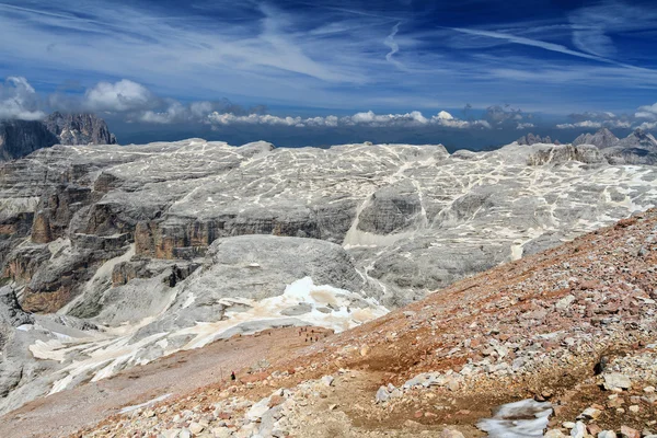 Dolomiti Meseta de Mesules en el monte Sella — Foto de Stock