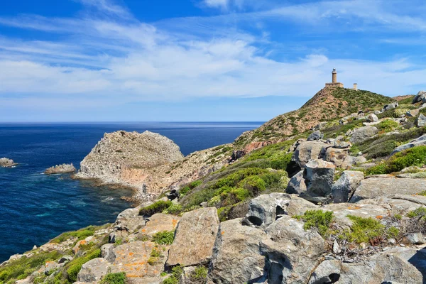 Sardinia - Capo Sandalo with lighthouse — Stock Photo, Image