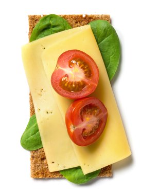 crispbread peynir ve domates ile